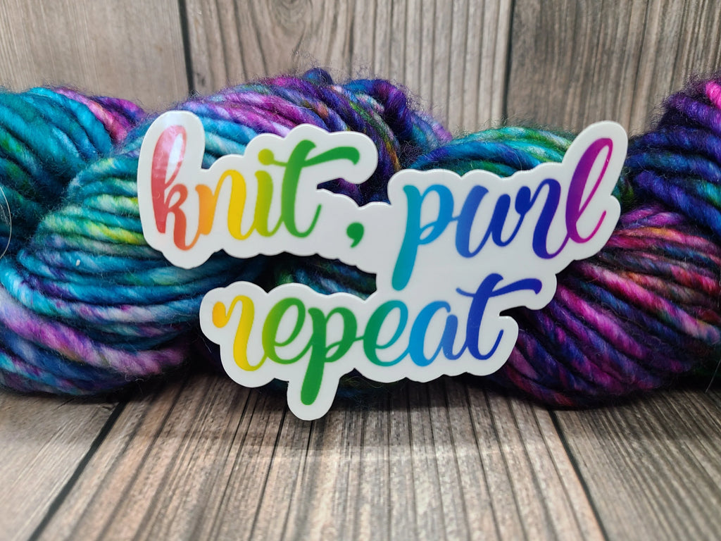 Knit, Purl, Repeat Vinyl Sticker