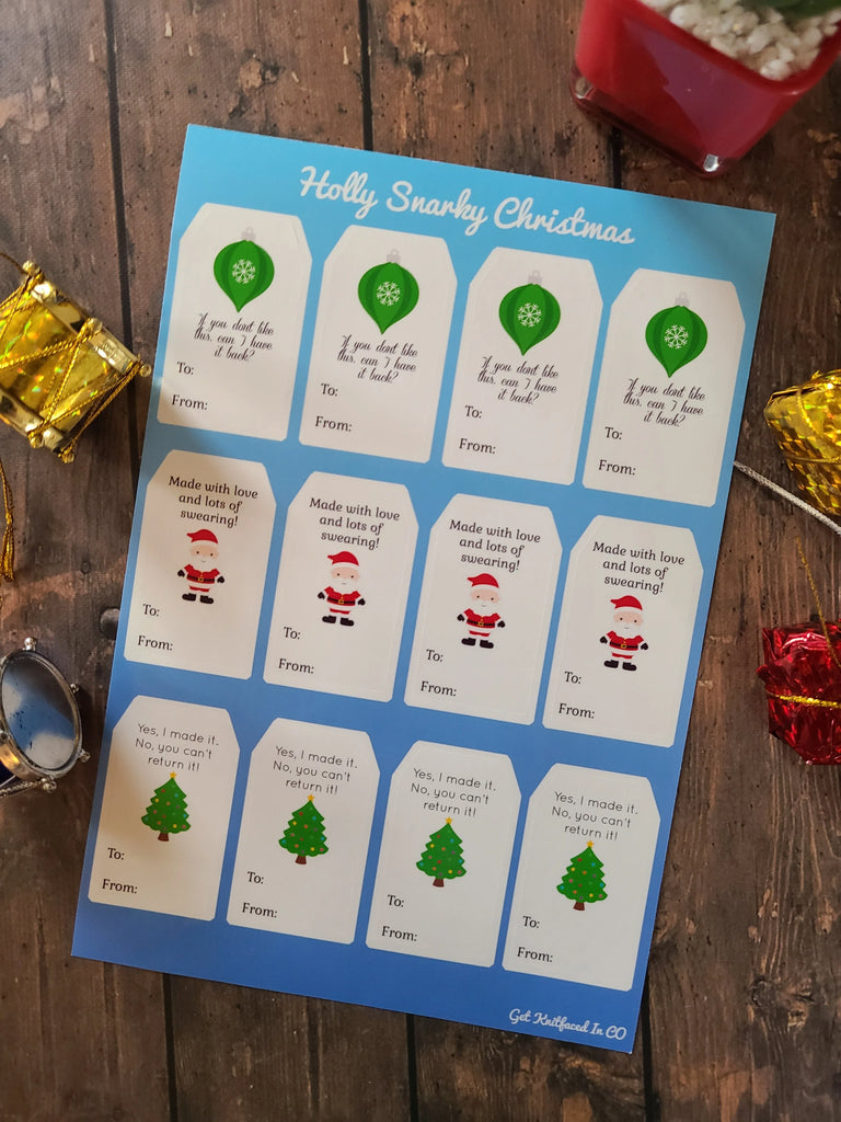 Holly Snarky Christmas Gift Tag Vinyl Sticker