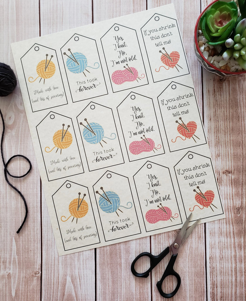 Humorous Double Sided Knitting Quote Gift Tag With Blank Care Instructions - PDF File Only - Instant Download