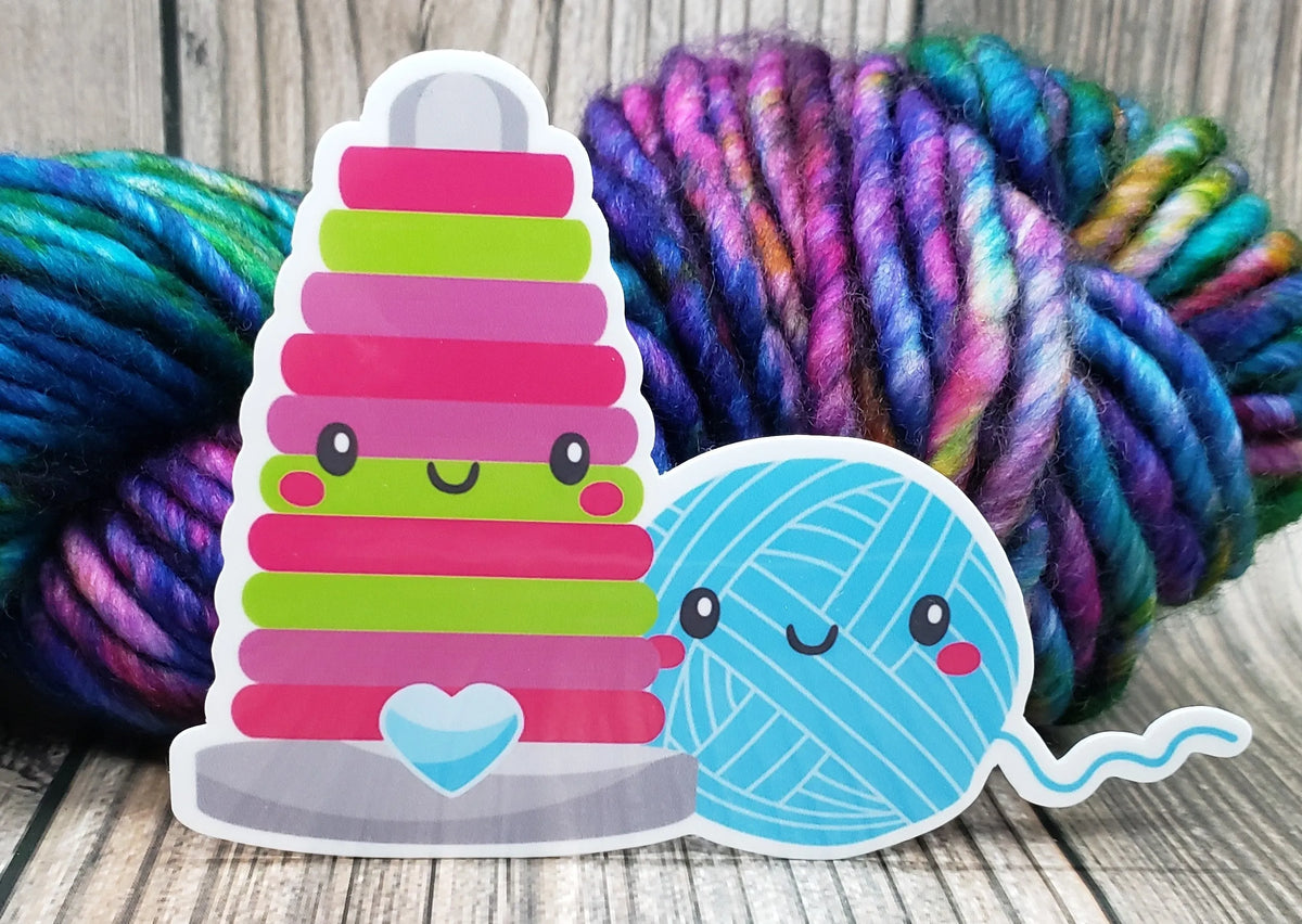 Cute Yarn Cone and Ball Vinyl Sticker Get Knitfaced In CO