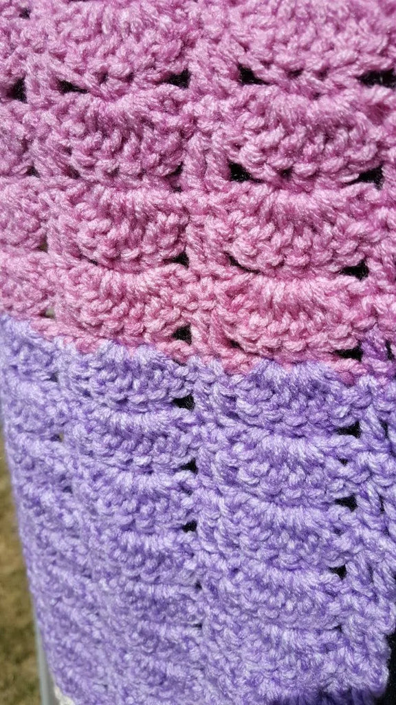 Pink Purple Cream Hand Crocheted Hat Scarf Set