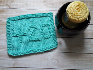 Green 420 Knitted Dishcloth