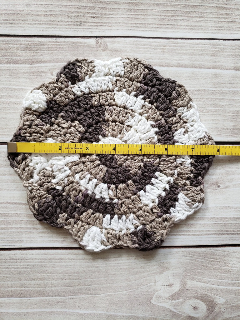 Brown White Cotton Crocheted Washcloth Set
